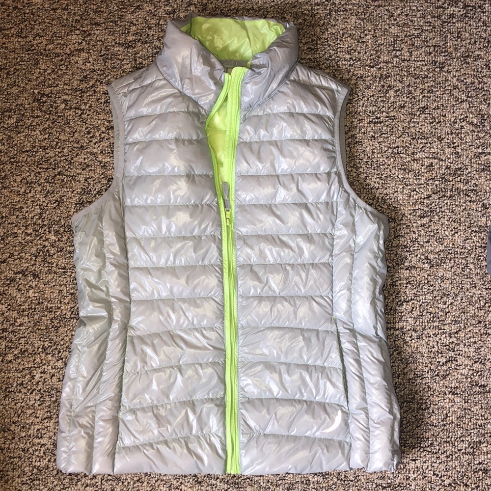Gray and green running vest